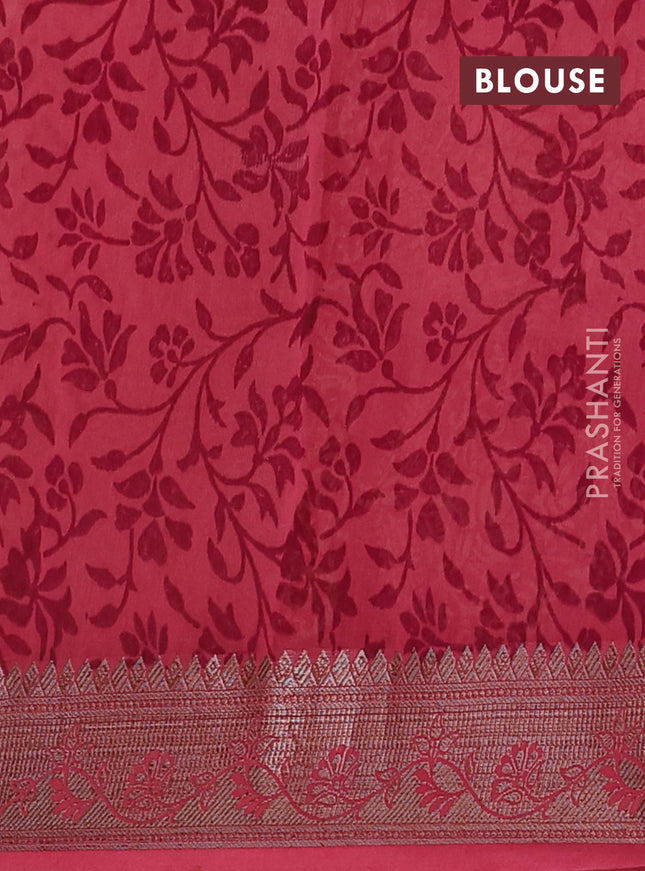 Chanderi silk cotton saree sandal and wine shade with allover prints and banarasi style border