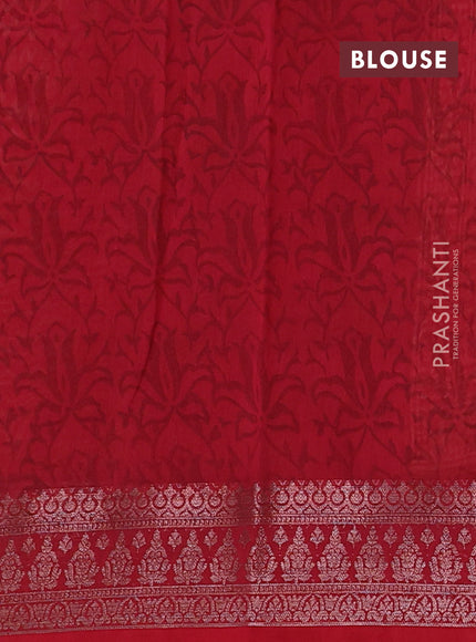 Chanderi silk cotton saree sandal and maroon with allover prints and banarasi style border