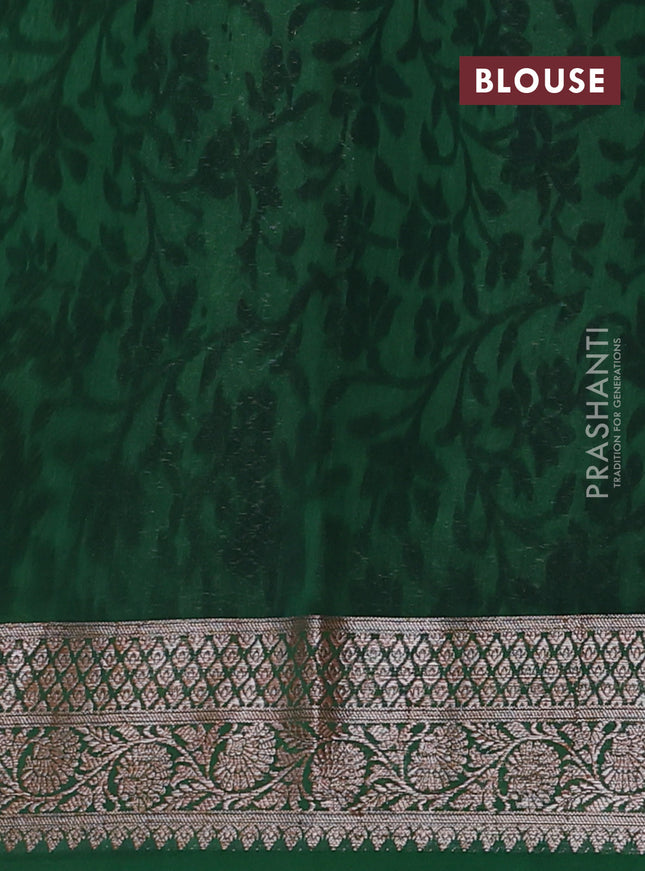 Chanderi silk cotton saree green with allover butta prints and banarasi style border