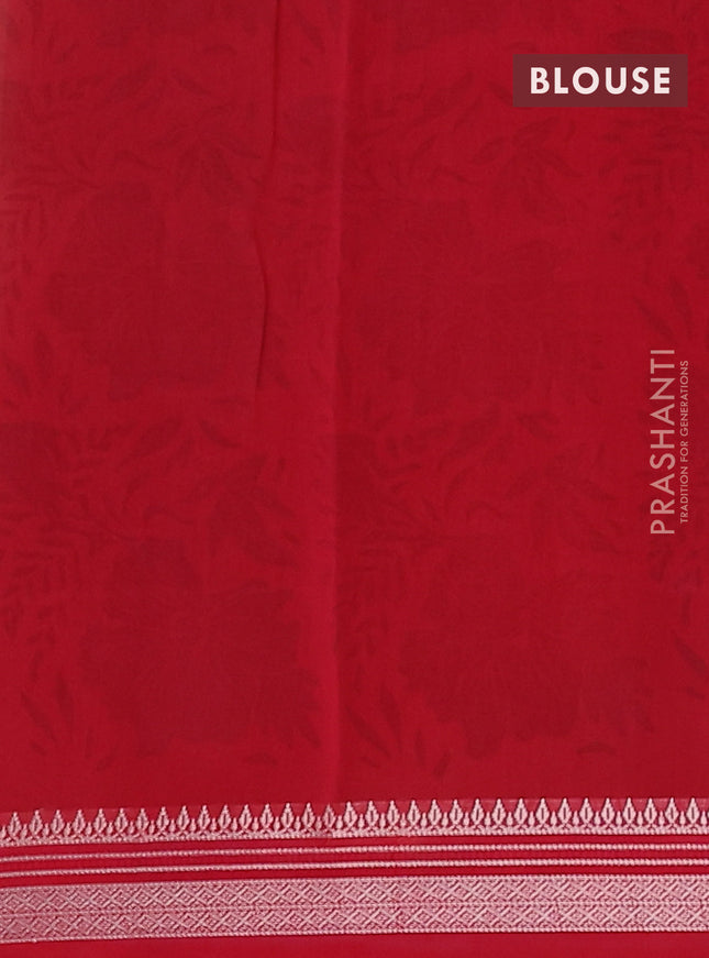 Chanderi silk cotton saree brown and maroon with allover prints and silver zari woven border