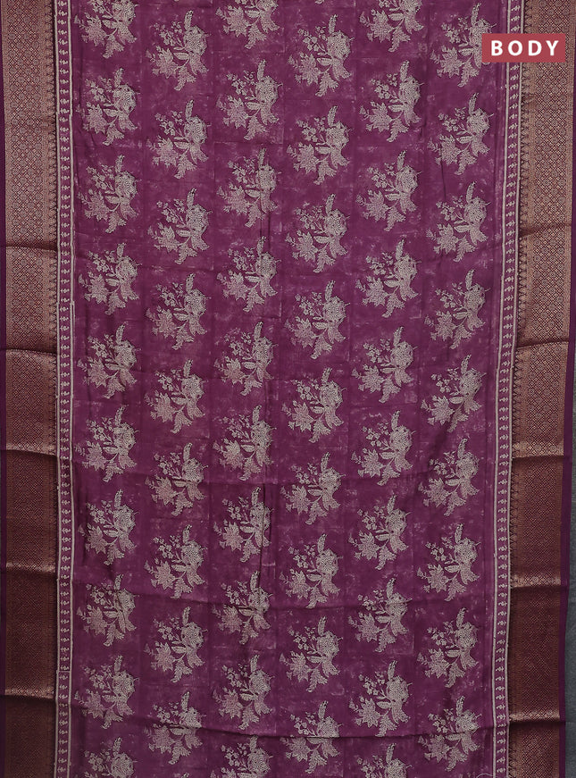 Chanderi silk cotton saree mauve pink with allover butta prints and banarasi style border