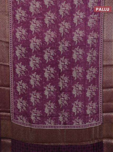 Chanderi silk cotton saree mauve pink with allover butta prints and banarasi style border