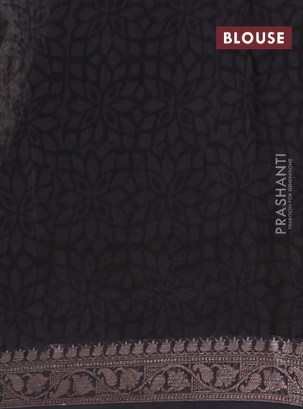 Chanderi silk cotton saree red and black with allover paisley prints and banarasi style border