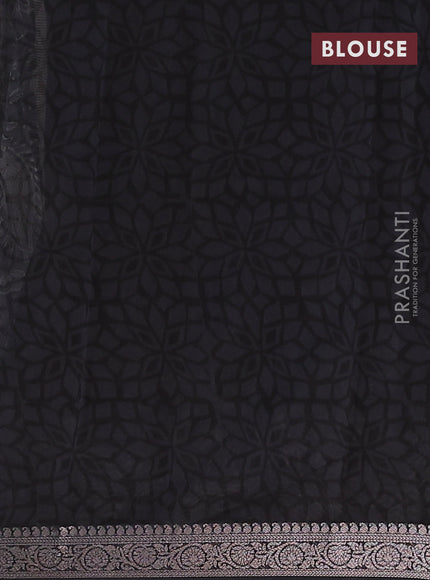 Chanderi silk cotton saree grey and black with allover kalamkari prints and banarasi style border