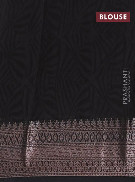 Chanderi silk cotton saree jamun shade and black with allover zig zag prints and banarasi style border