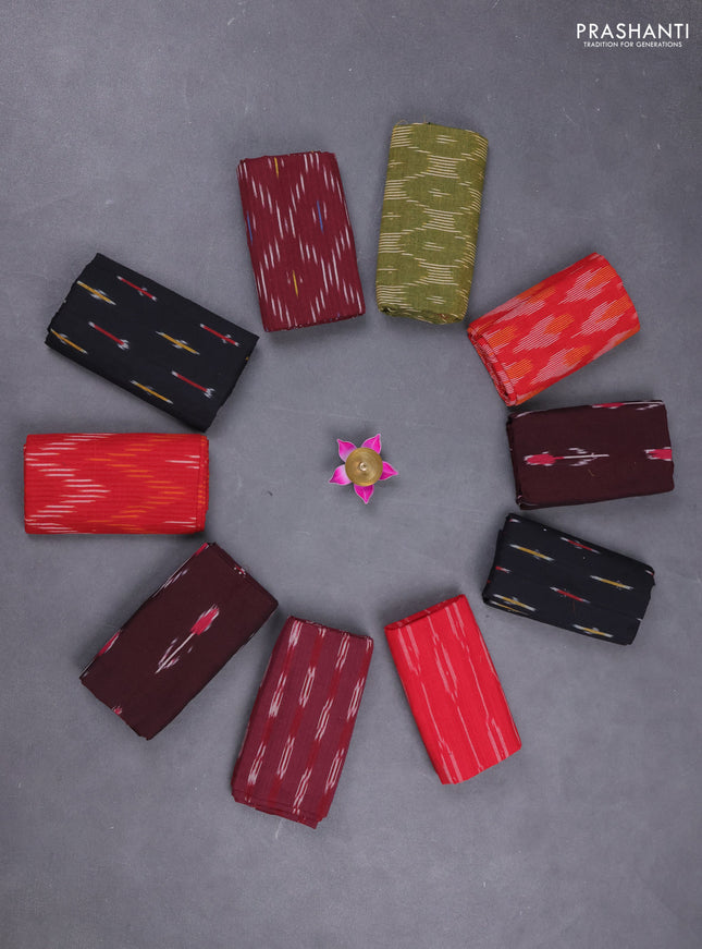 Ikat cotton blouse bits multi colour and multi design pack of 10