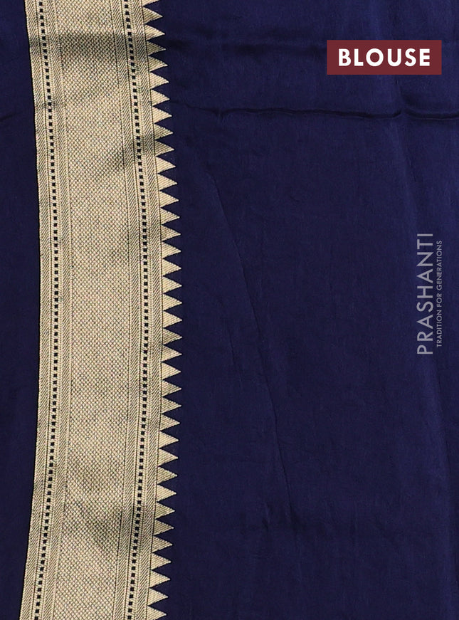 Dola silk saree navy blue with allover shikarga weaves and zari woven border