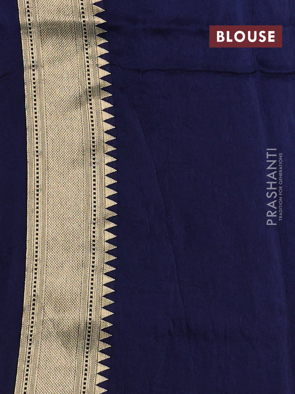 Dola silk saree navy blue with allover shikarga weaves and zari woven border