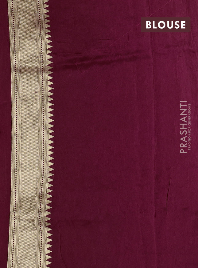 Dola silk saree deep maroon with allover shikarga weaves and zari woven border