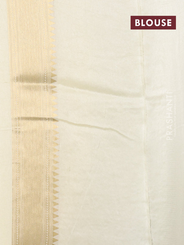 Dola silk saree cream with allover shikarga weaves and zari woven border