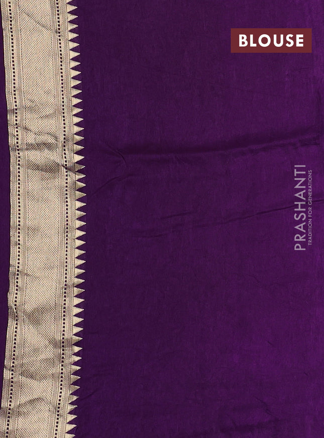 Dola silk saree violet with allover shikarga weaves and zari woven border
