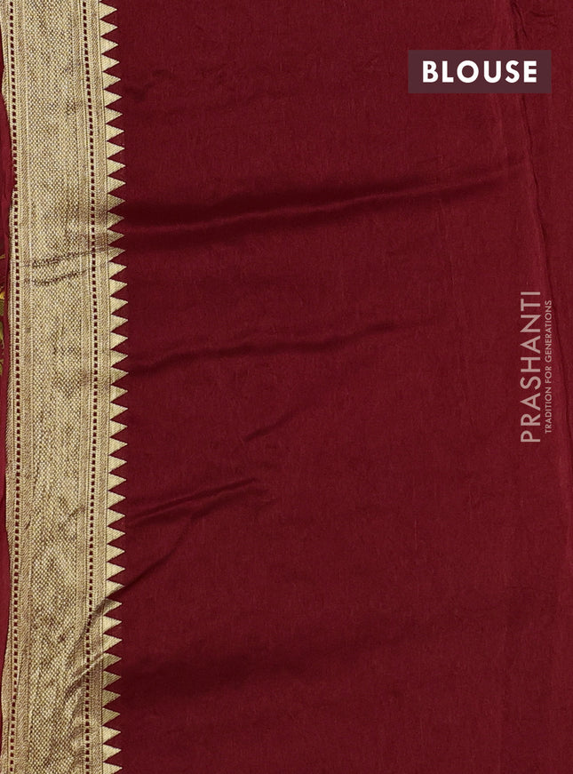 Dola silk saree maroon with allover shikarga weaves and zari woven border