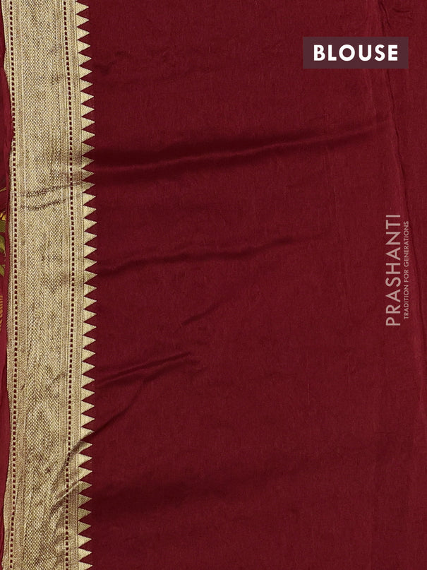 Dola silk saree maroon with allover shikarga weaves and zari woven border