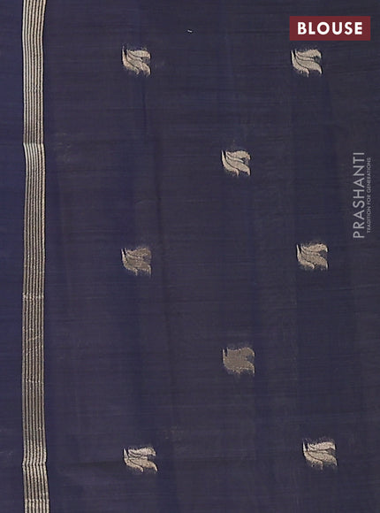 Jamdhani cotton saree beige and navy blue with thread woven buttas and thread weaving pallu