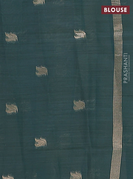 Jamdhani cotton saree light green with thread woven buttas and thread weaving pallu
