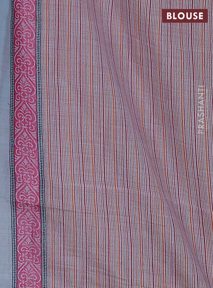 Jamdhani cotton saree pastel blue with thread woven buttas and thread weaving pallu