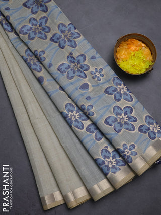 Jamdhani cotton saree blue shade and navy blue with thread & zari woven buttas and thread weaving pallu