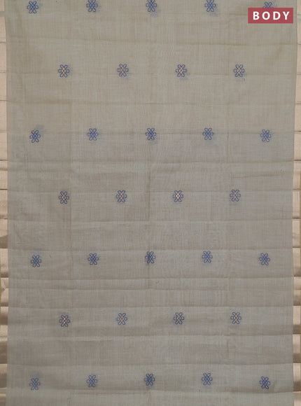 Jamdhani cotton saree blue shade and navy blue with thread & zari woven buttas and thread weaving pallu