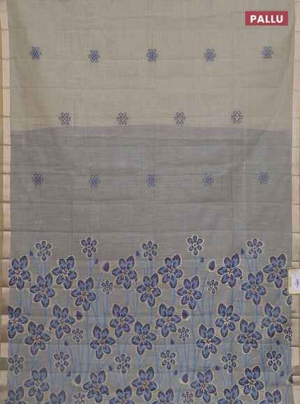Jamdhani cotton saree blue shade and navy blue with thread & zari woven buttas and thread weaving pallu