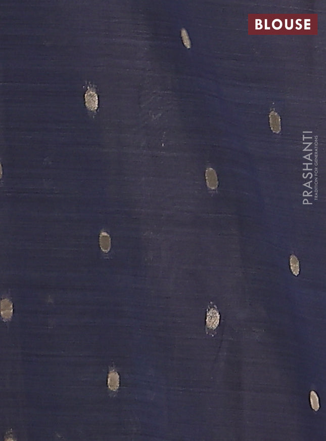 Jamdhani cotton saree blue shade and navy blue with thread & zari woven buttas and thread weaving pallu