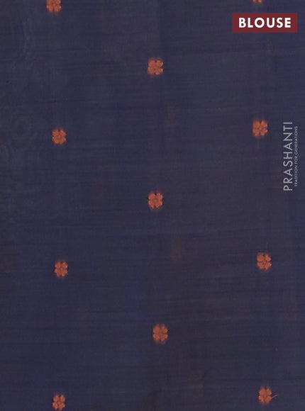Jamdhani cotton saree blue  and navy blue with thread woven buttas and thread weaving pallu