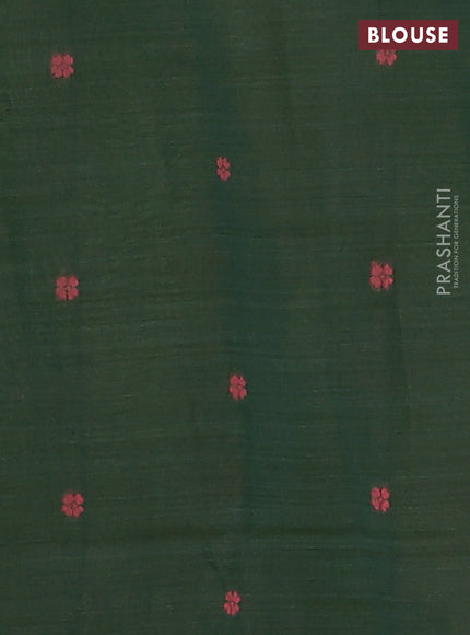 Jamdhani cotton saree green with thread woven buttas and thread weaving pallu