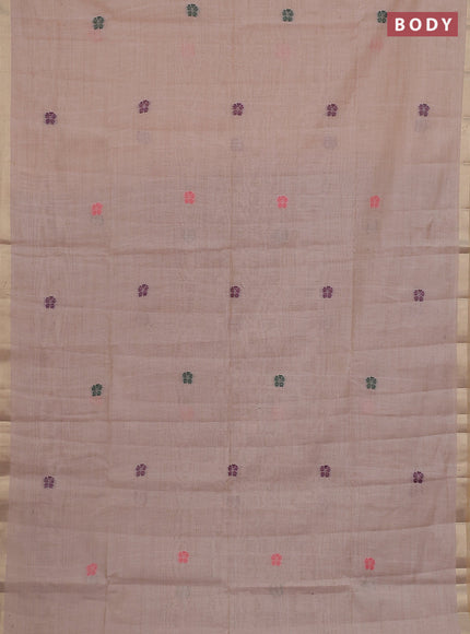 Jamdhani cotton saree sandal and wine shade with thread woven buttas and thread weaving pallu