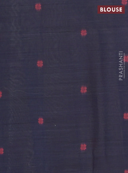 Jamdhani cotton saree sandal and navy blue with thread woven buttas and thread weaving pallu