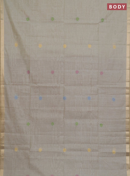 Jamdhani cotton saree beige and wine shade with thread woven buttas and thread weaving pallu