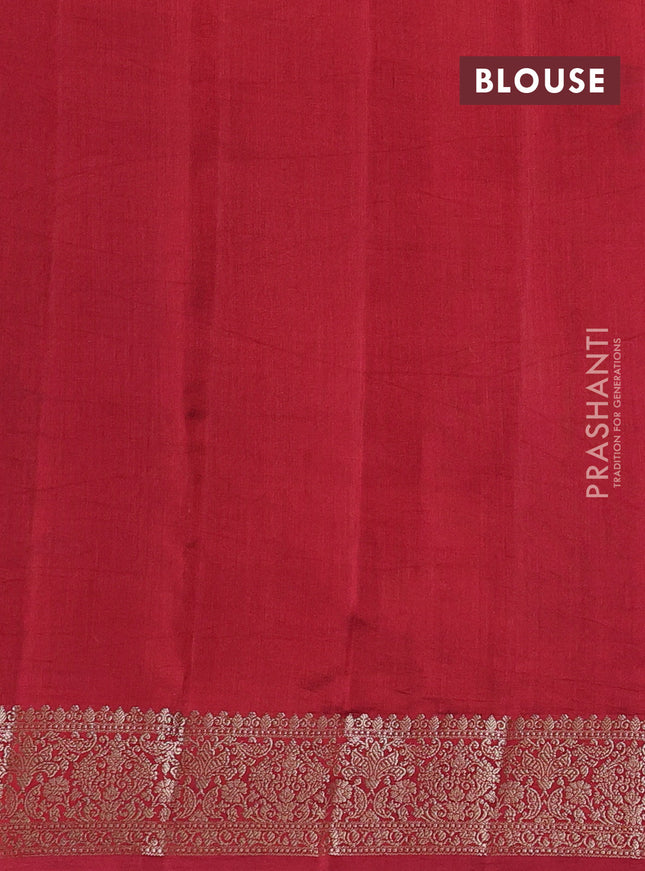 Chiniya silk saree peacock blue and maroon with thread & zari woven buttas and woven border