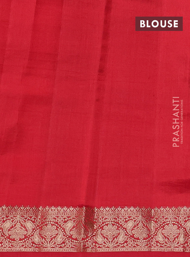Chiniya silk saree green and red with thread & zari woven buttas and woven border