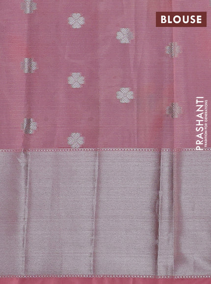 Cotton zari kota saree lavender and peach pink with allover thread & silver zari weaves and long silver zari woven border