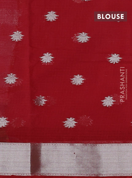 Cotton zari kota saree lavender and maroon with allover silver zari woven buttas and thread & zari woven border