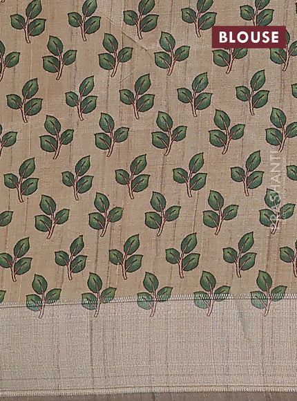 Semi dupion saree dark mustard with allover zari checks pattern and madhubani printed pallu & blouse