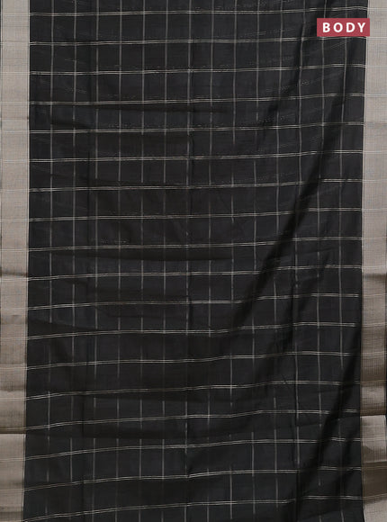 Semi dupion saree bottle green with allover zari checks pattern and madhubani printed pallu & blouse