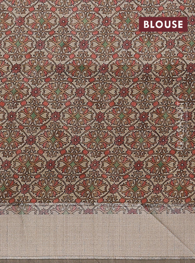 Semi dupion saree bottle green with allover zari checks pattern and madhubani printed pallu & blouse