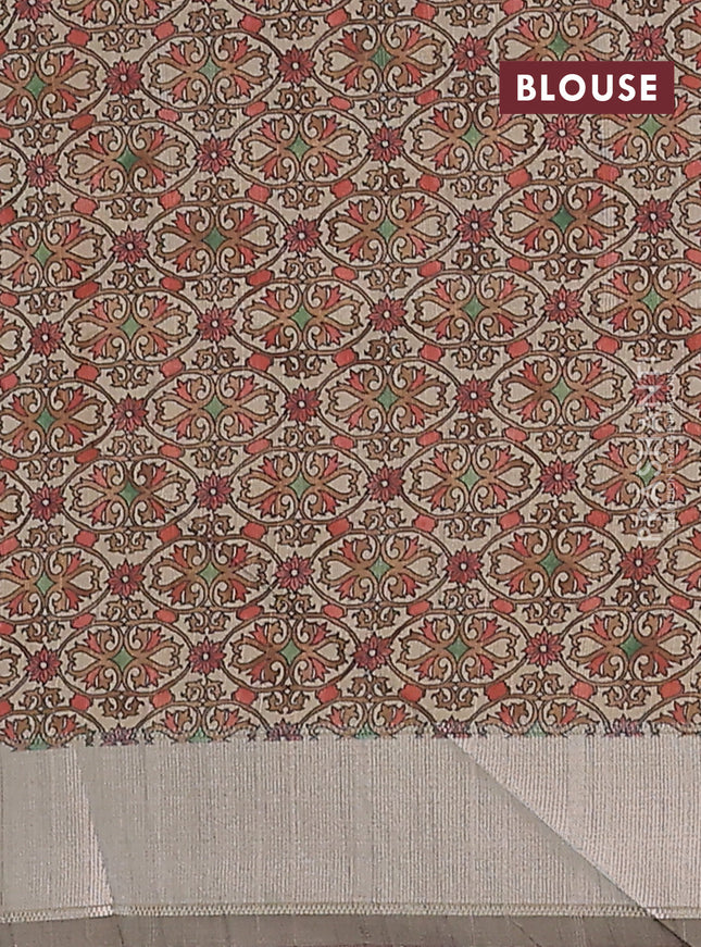 Semi dupion saree wine shade with allover zari checks pattern and madhubani printed pallu & blouse