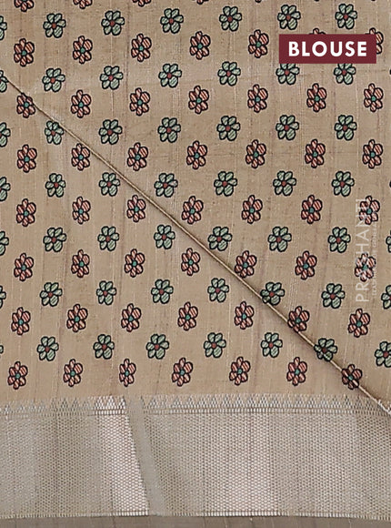 Semi dupion saree deep maroon with plain body and madhubani printed pallu & blouse