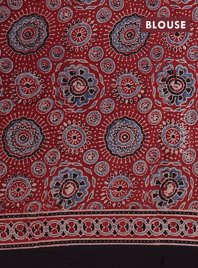 Modal silk saree red and black with allover ajrakh prints and printed pallu