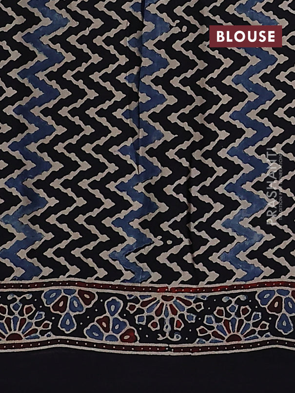 Modal silk saree black with allover ajrakh prints and printed pallu