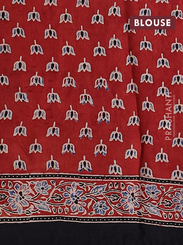 Modal silk saree red and black with allover ajrakh prints and printed pallu