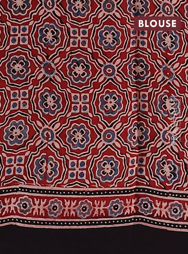 Modal silk saree maroon and black with allover ajrakh prints and printed pallu