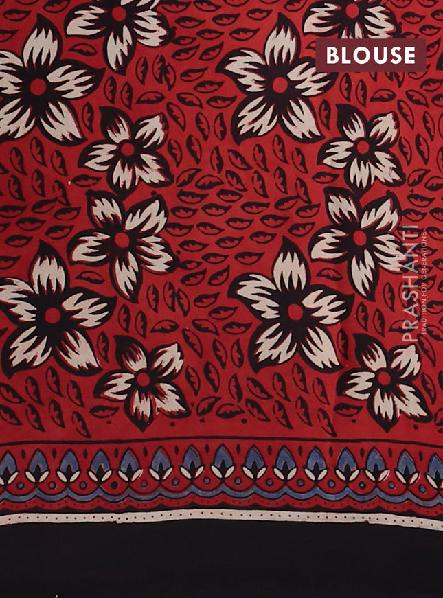 Modal silk saree maroon and black with allover ajrakh prints and printed pallu