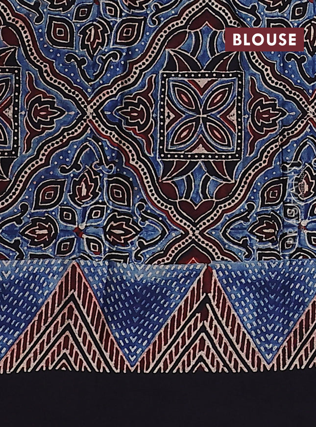 Modal silk saree black with allover ajrakh prints and printed pallu