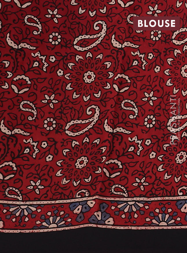 Modal silk saree maroon and black with allover ajrakh prints and printed pallu