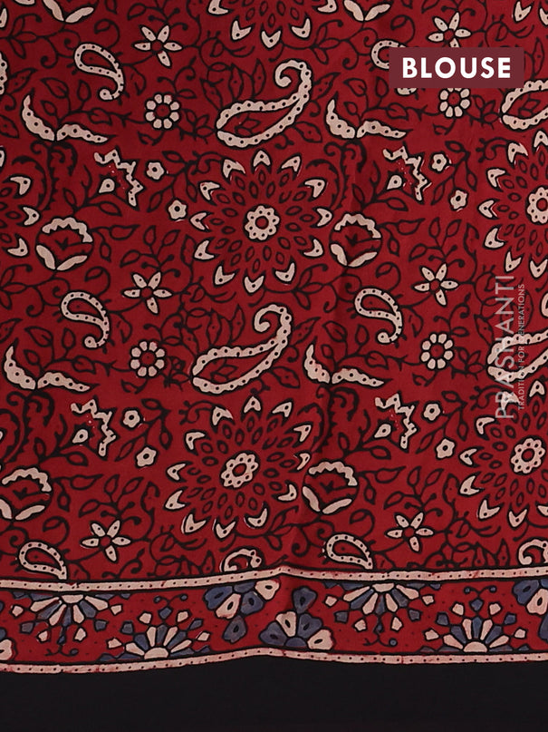 Modal silk saree maroon and black with allover ajrakh prints and printed pallu