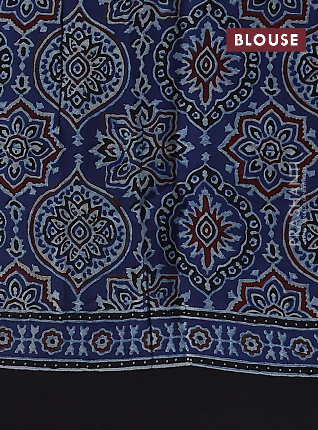 Modal silk saree blue and black with allover ajrakh prints and printed pallu