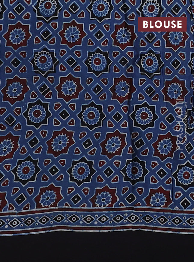 Modal silk saree blue and black with allover ajrakh prints and printed pallu