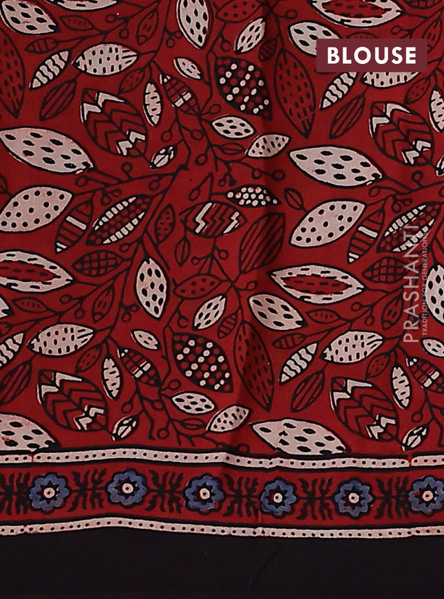 Modal silk saree red and black with allover ajrakh prints and printed pallu