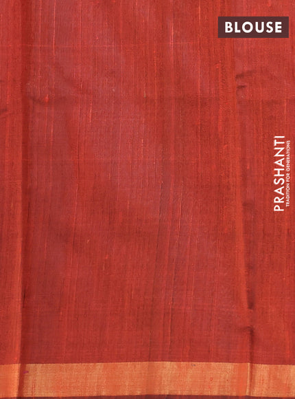 Pure dupion silk saree rustic orange with thread & zari woven paisley buttas and zari woven border